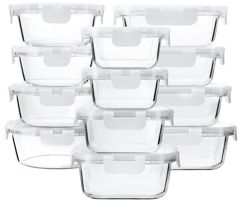 MCIRCO 24-piece glass container set with lids for organized meal prep