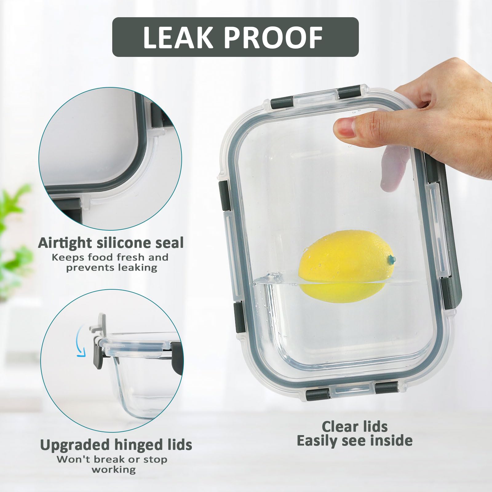 MCIRCO airtight snap-lock lids prevent leaks and preserve freshness