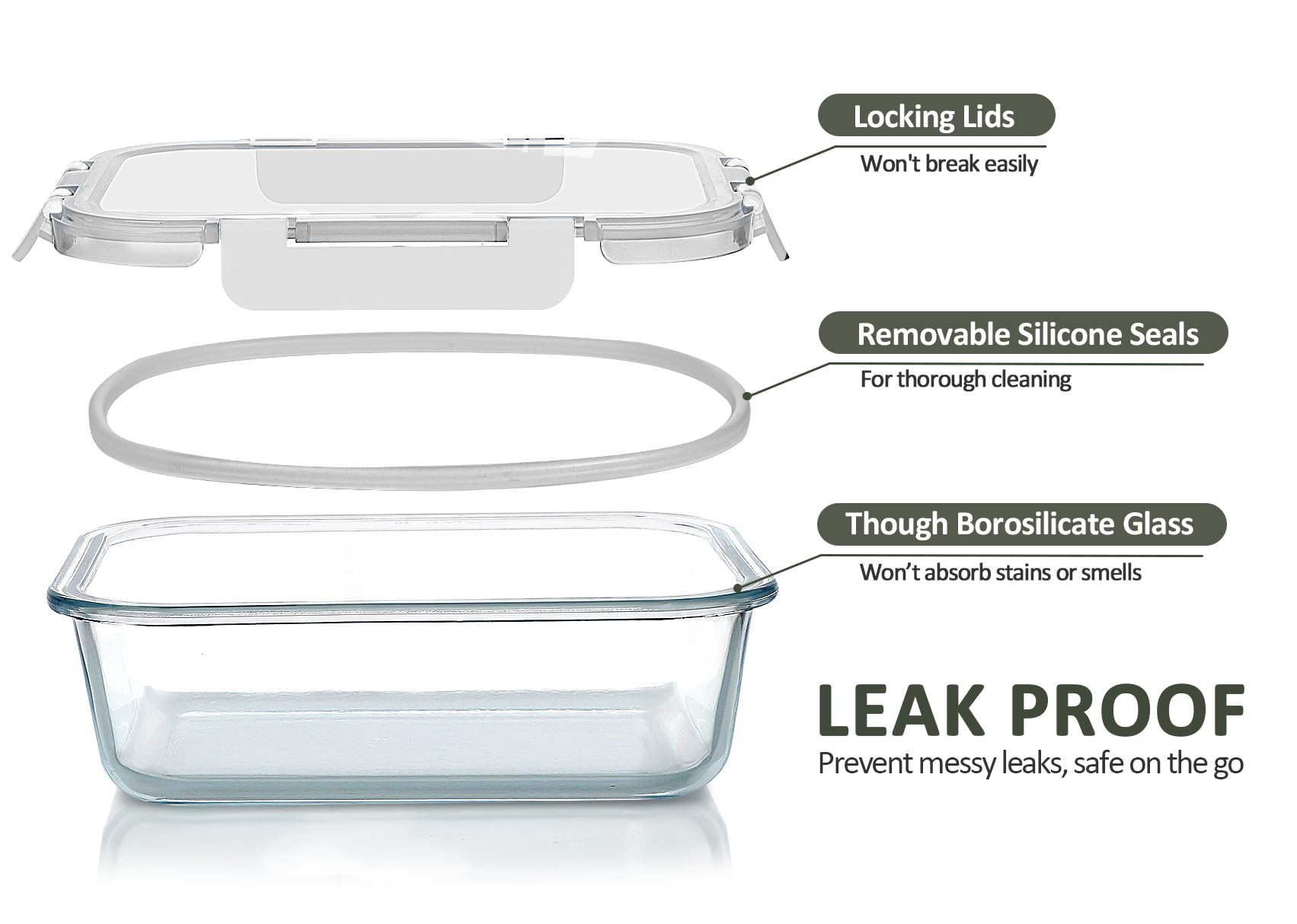 MCIRCO airtight snap-lock lids provide leak-free storage.
