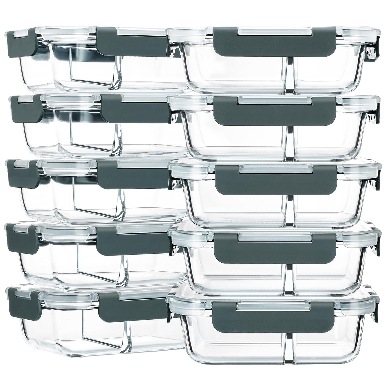 M MCIRCO glass meal prep containers set for organized fridge storage and easy lunches.