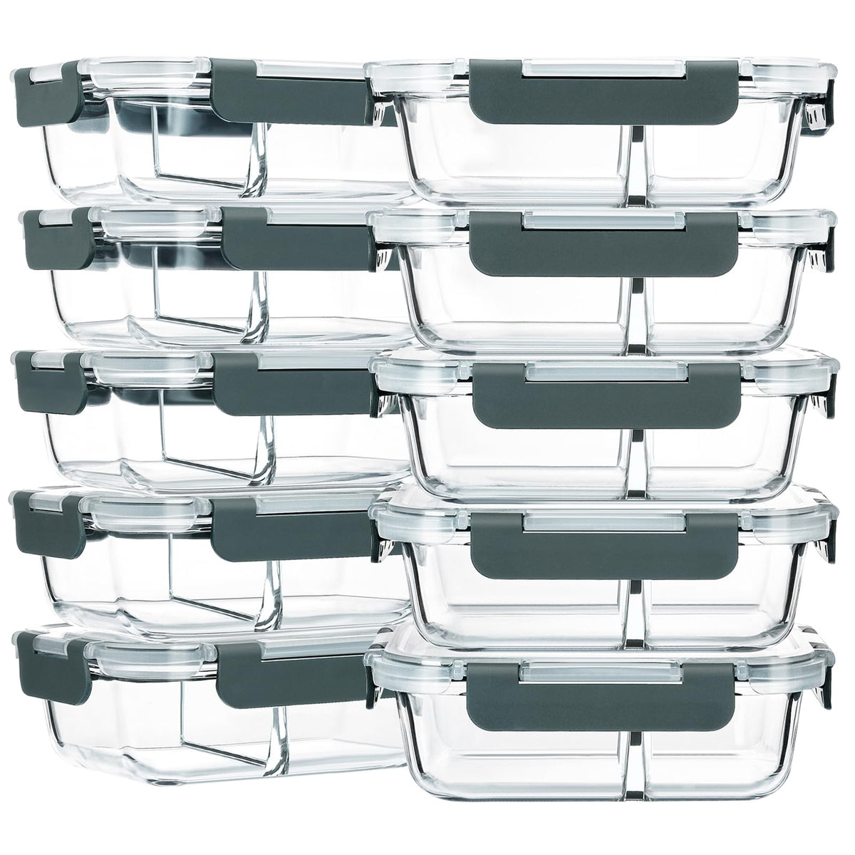M MCIRCO glass meal prep containers set for organized fridge storage and easy lunches.