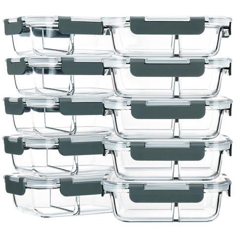 M MCIRCO glass meal prep containers set for organized fridge storage and easy lunches.