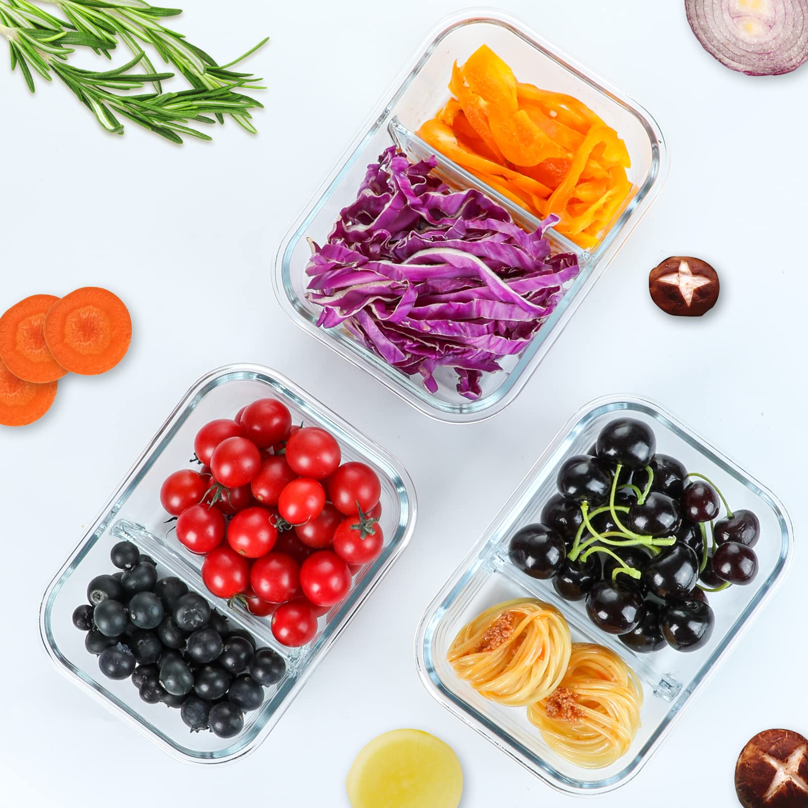 M MCIRCO leak-proof glass containers keep leftovers fresh.
