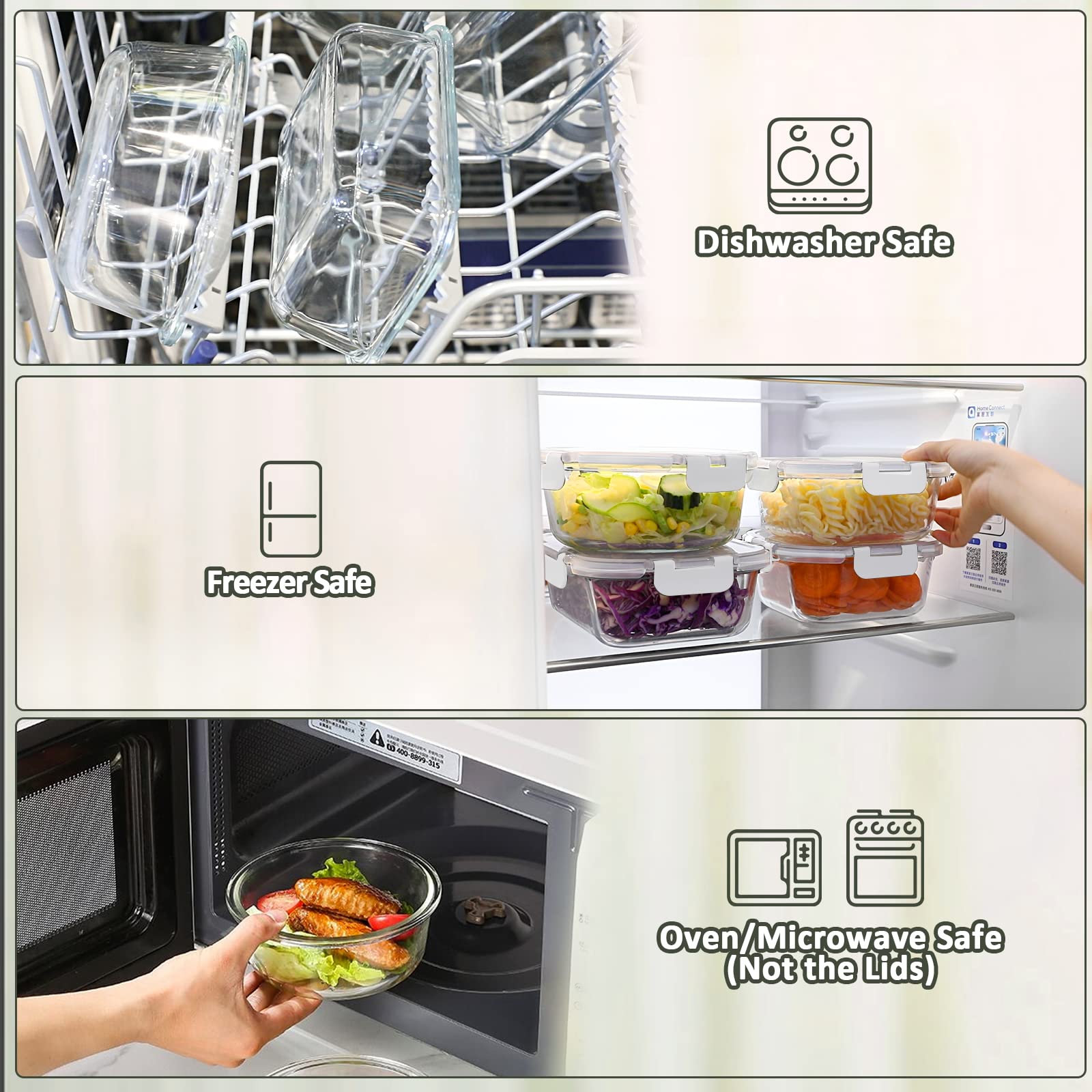 MCIRCO microwave and oven safe glass containers for heating meals