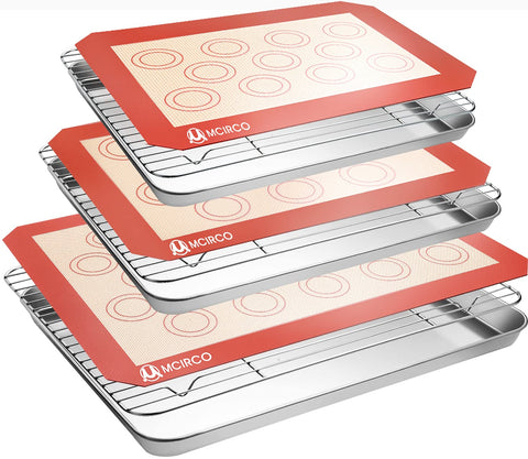 MCIRCO stainless steel baking sheet with polished surface for easy food release and cleanup