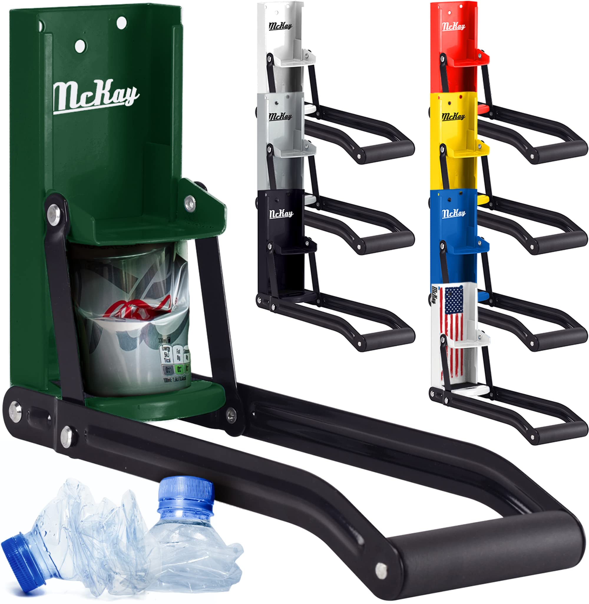 McKay can crusher wall-mount front view for easy recycling