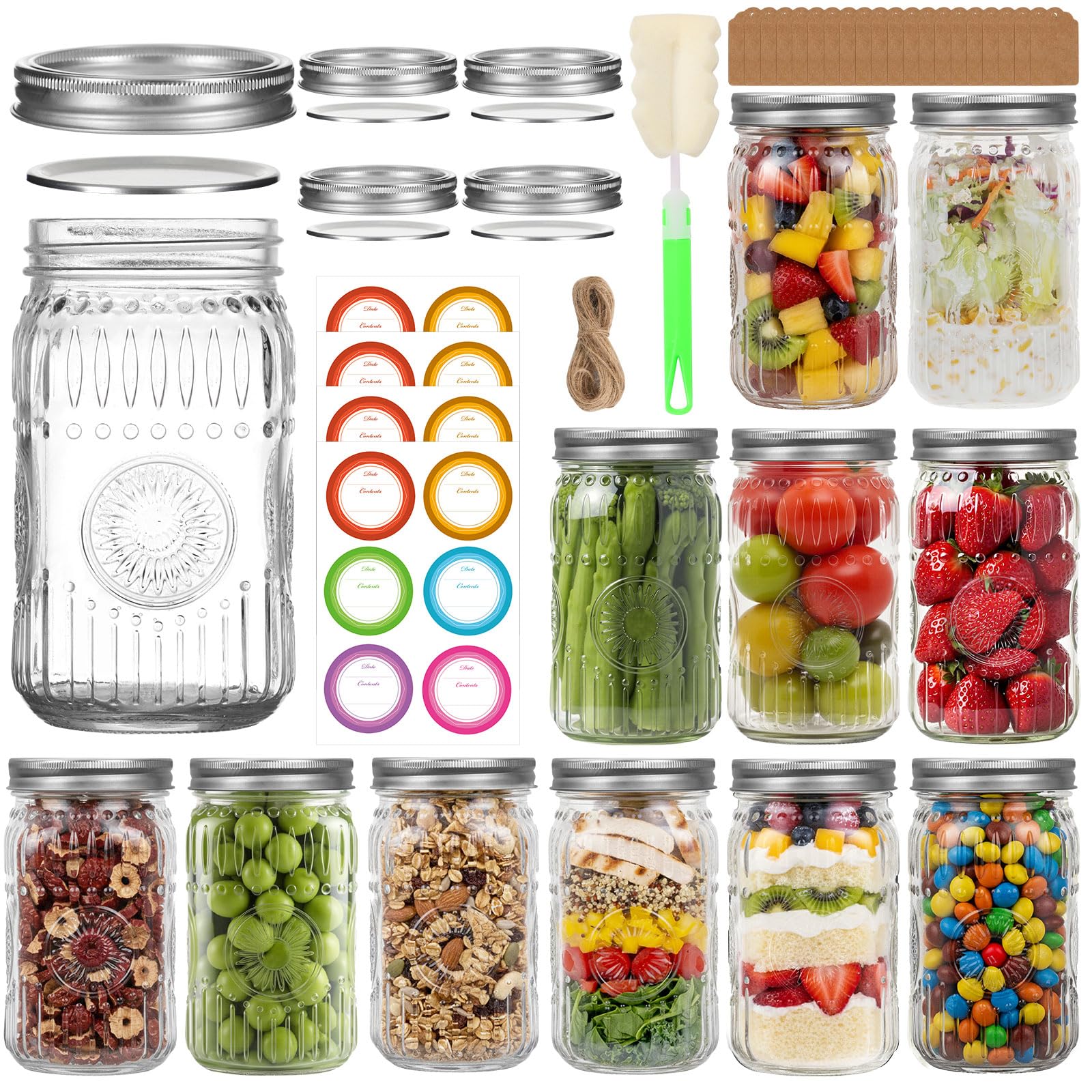Mcupper 32 oz wide mouth jar with lids for easy storage