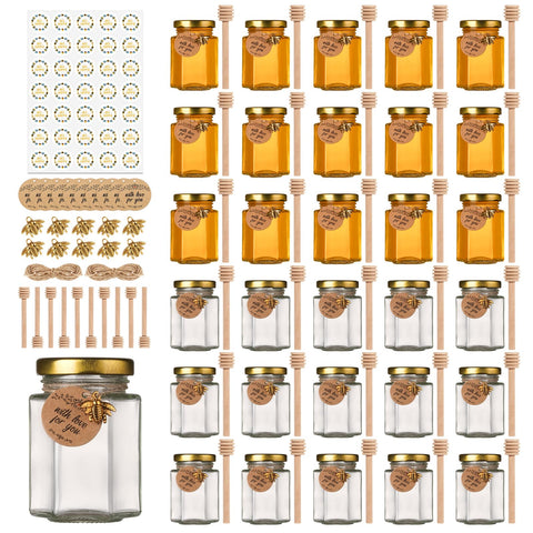 Mcupper 4oz hexagon honey jar with airtight lid for freshness