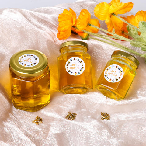 Mcupper honey jar label and bee charms for personalized favors