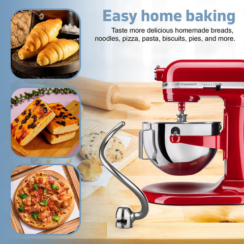 Bread dough kneading with Mdduocd hook supports elastic dough.