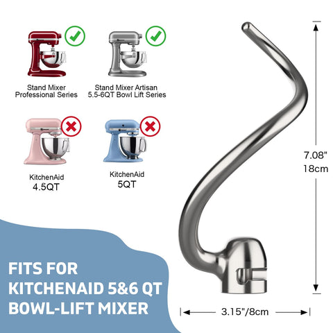Mdduocd dough hook compatible with Professional 5 Plus for versatile kneading.