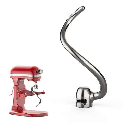 Mdduocd stainless steel dough hook on KitchenAid for smooth, even kneading.