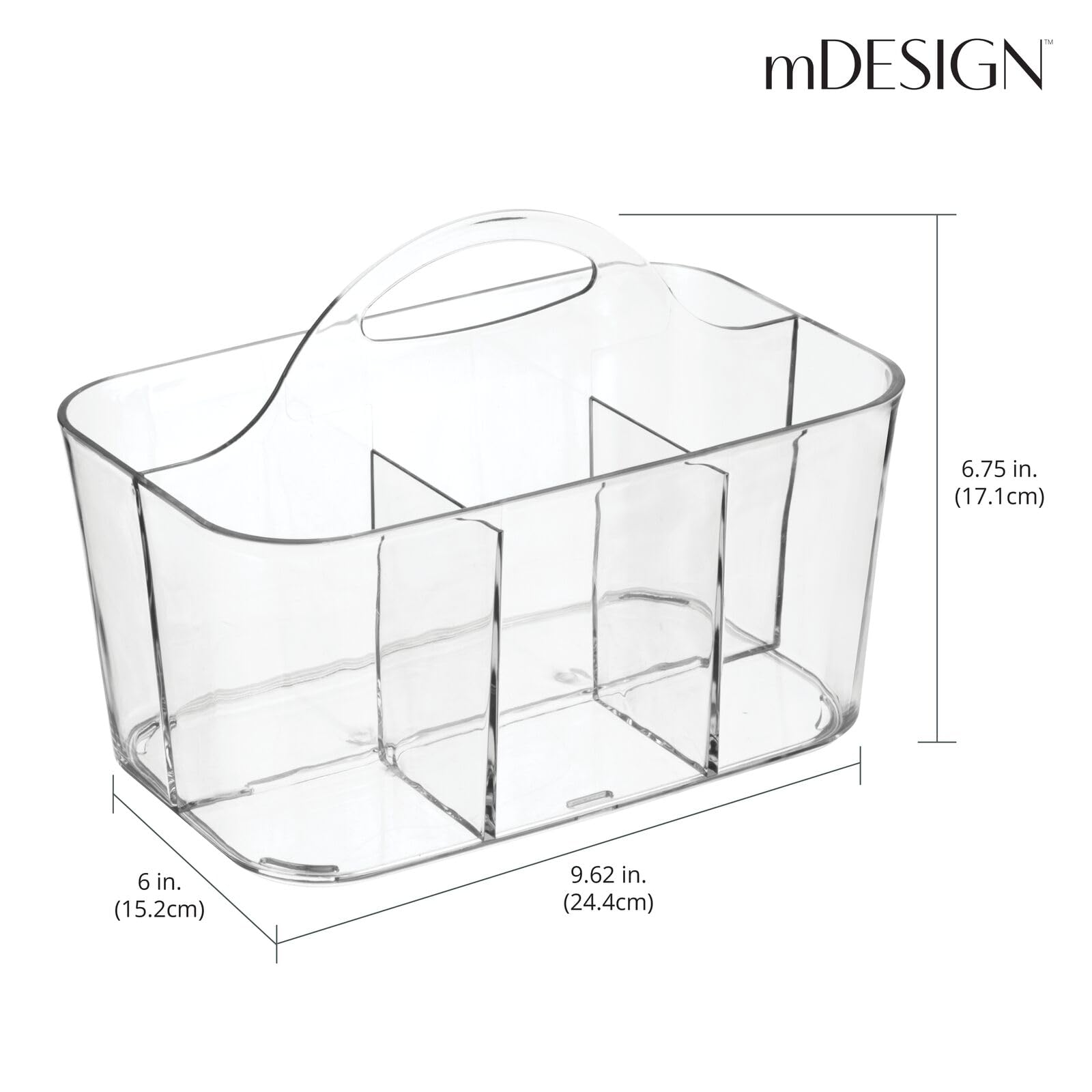 mDesign clear storage bin is dishwasher-safe and simple to wipe clean.