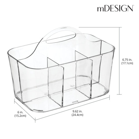 mDesign clear storage bin is dishwasher-safe and simple to wipe clean.