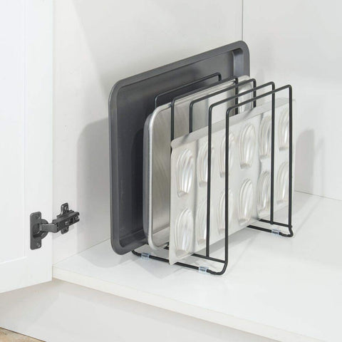 mdesign pot lid and pan rack side-mount configuration for versatile storage