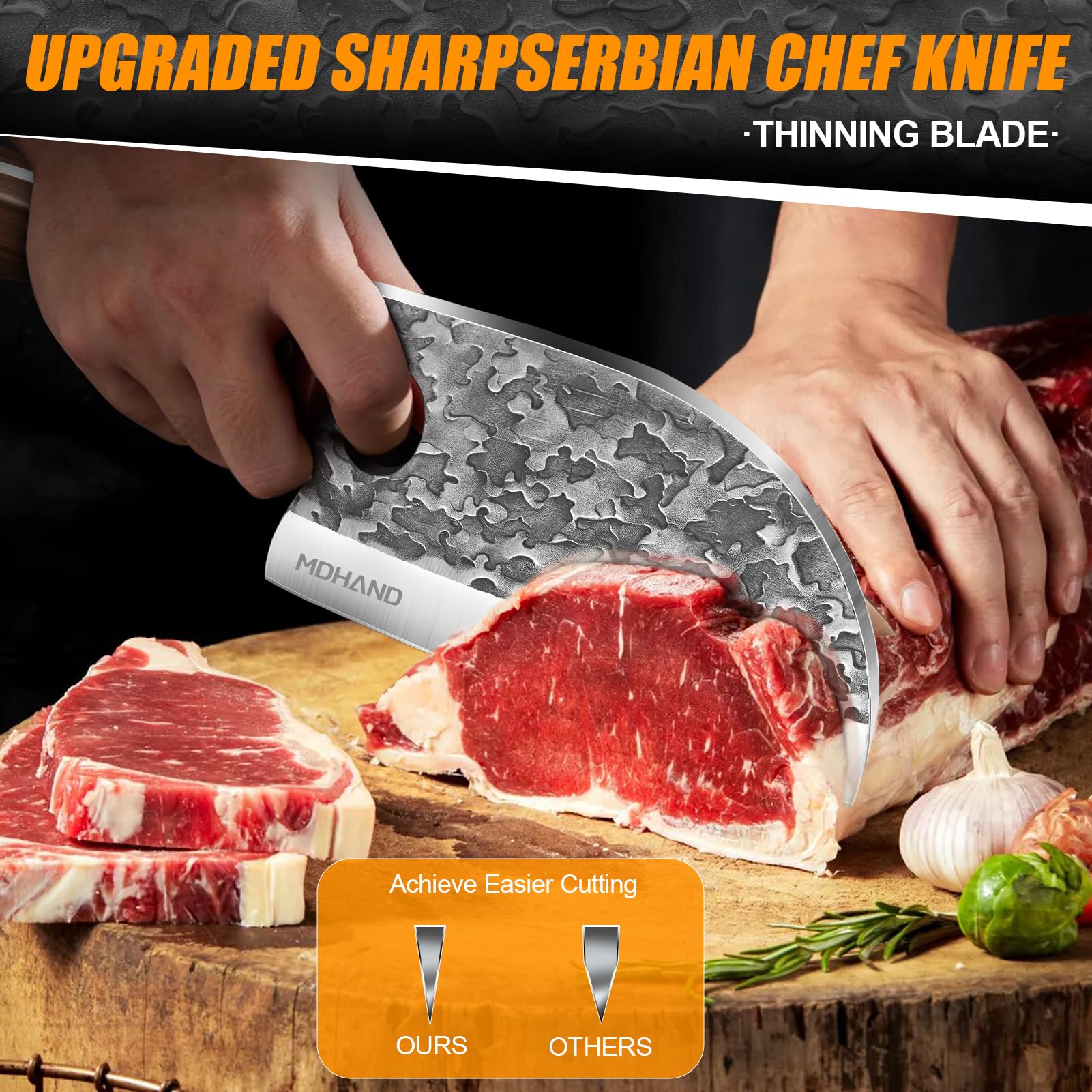 MDHAND boning knife close-up shows ultra-sharp precision