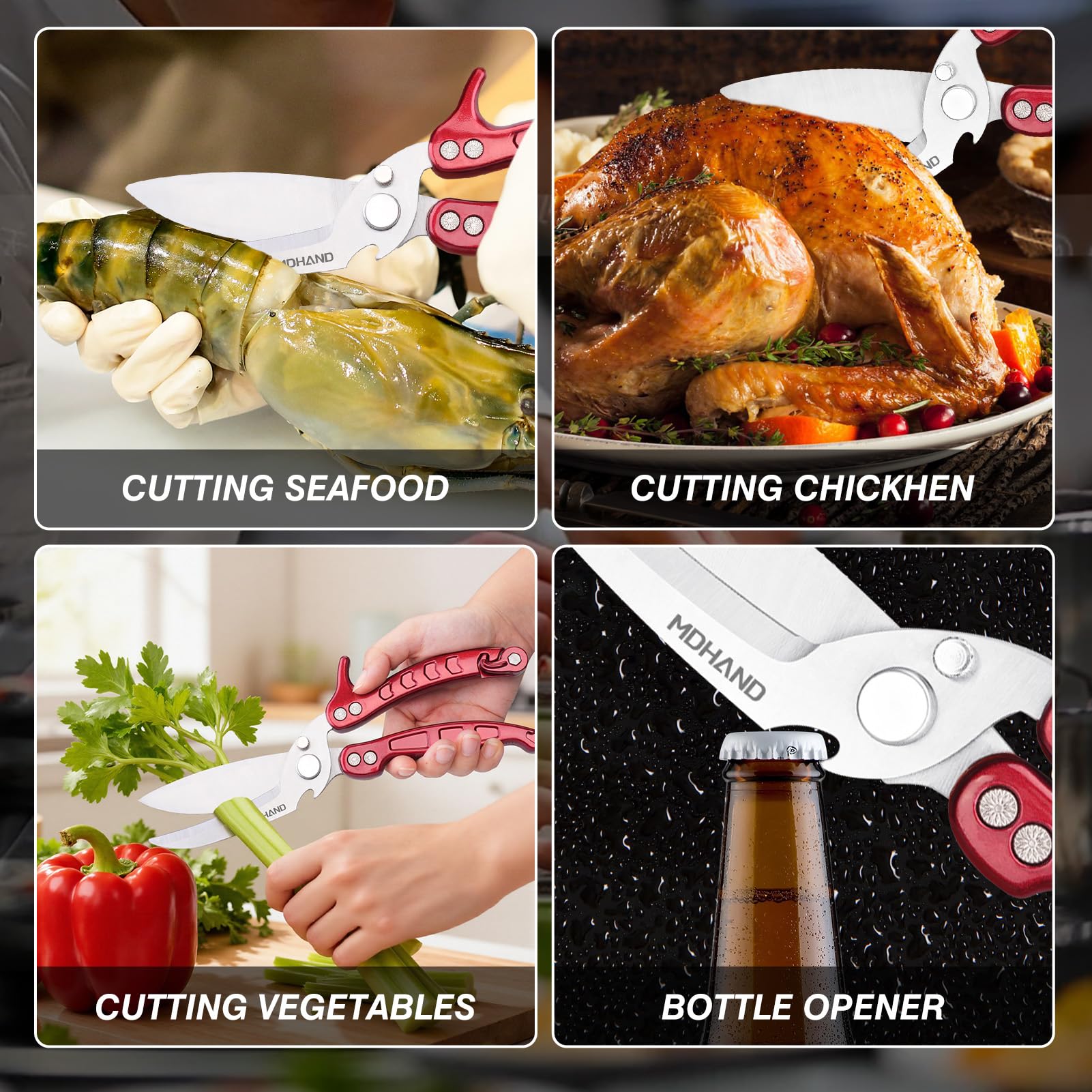 MDHAND Ergonomic non-slip handles support comfortable long use.