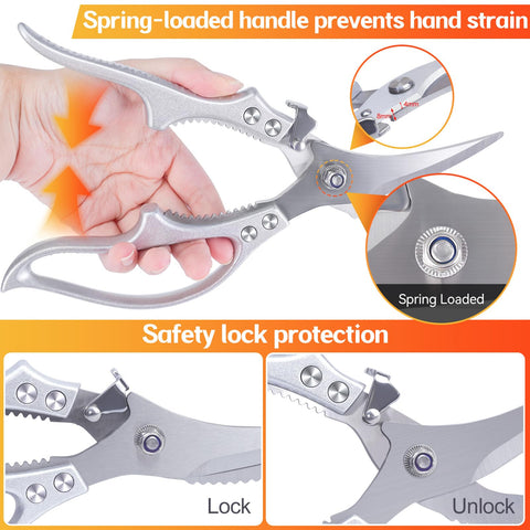 MDHAND kitchen shears multi-task cutting across poultry, fish, and vegetables
