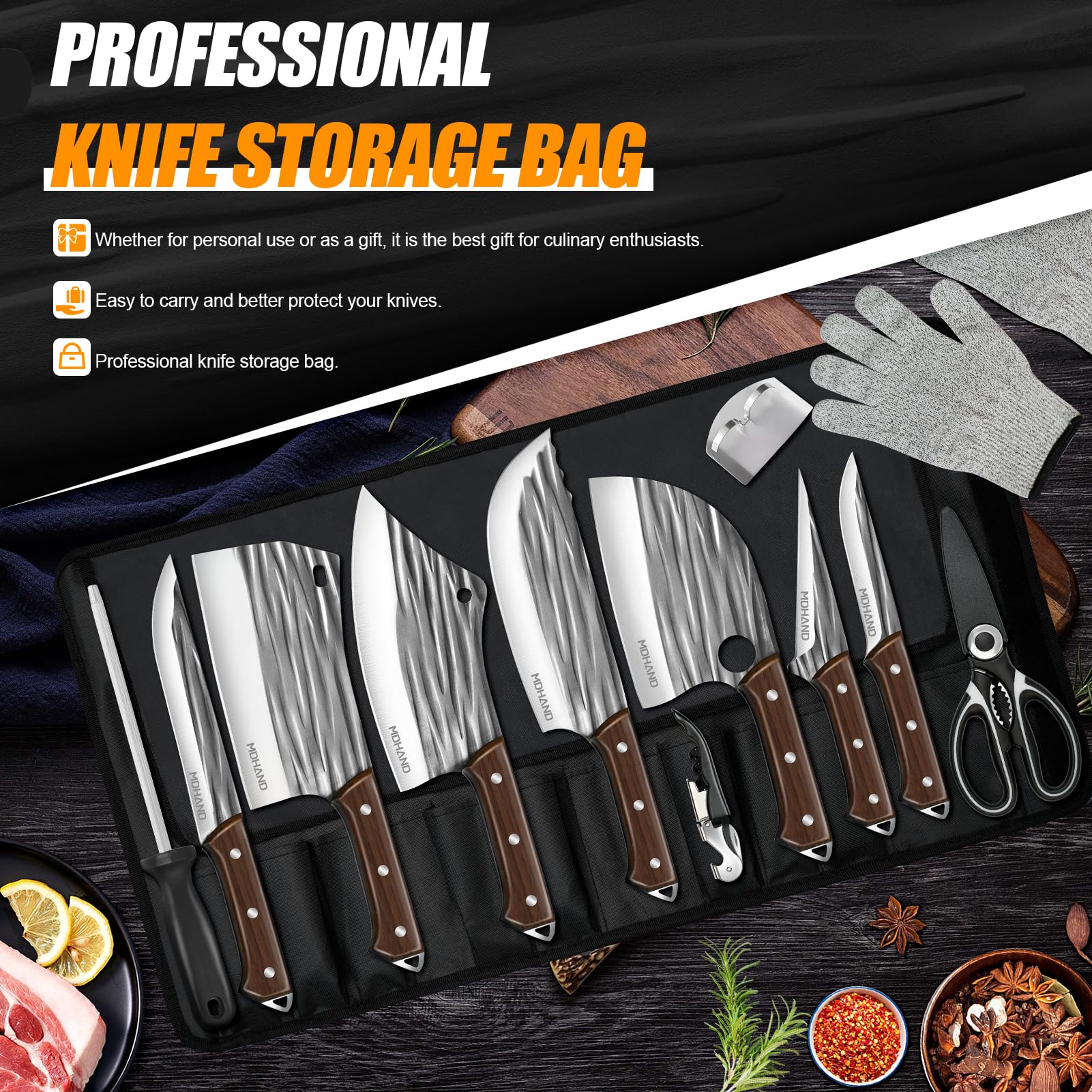MDHAND meat cleaver knife for heavy-duty chopping and bone work
