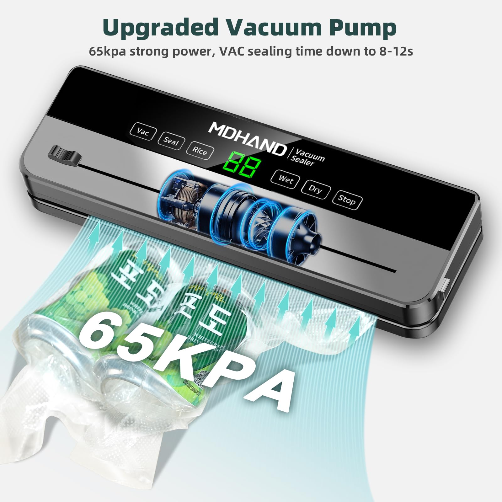 MDHAND vacuum sealer moist and dry modes enable versatile sealing for different foods