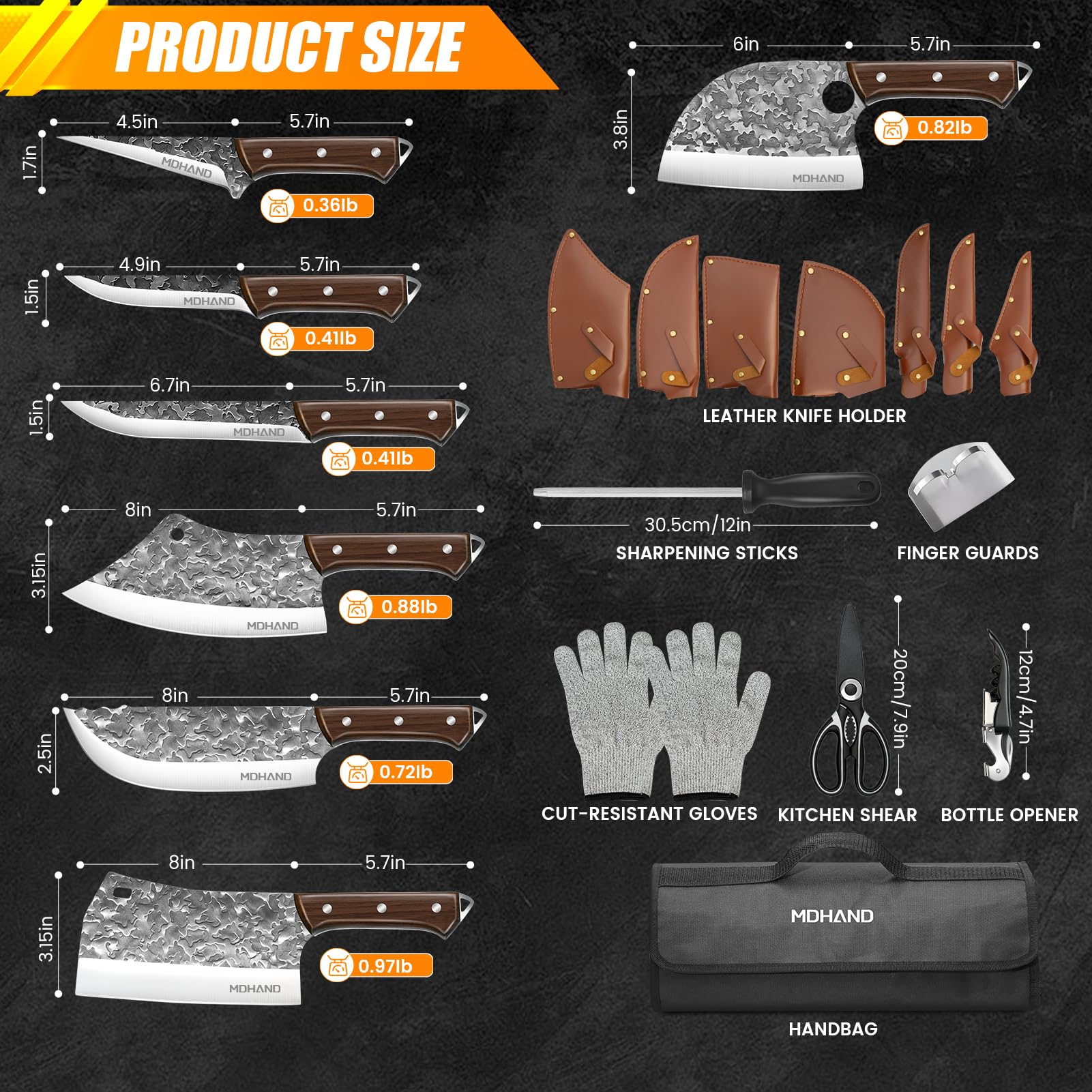 MDHAND Viking knife balanced handle for comfortable processing