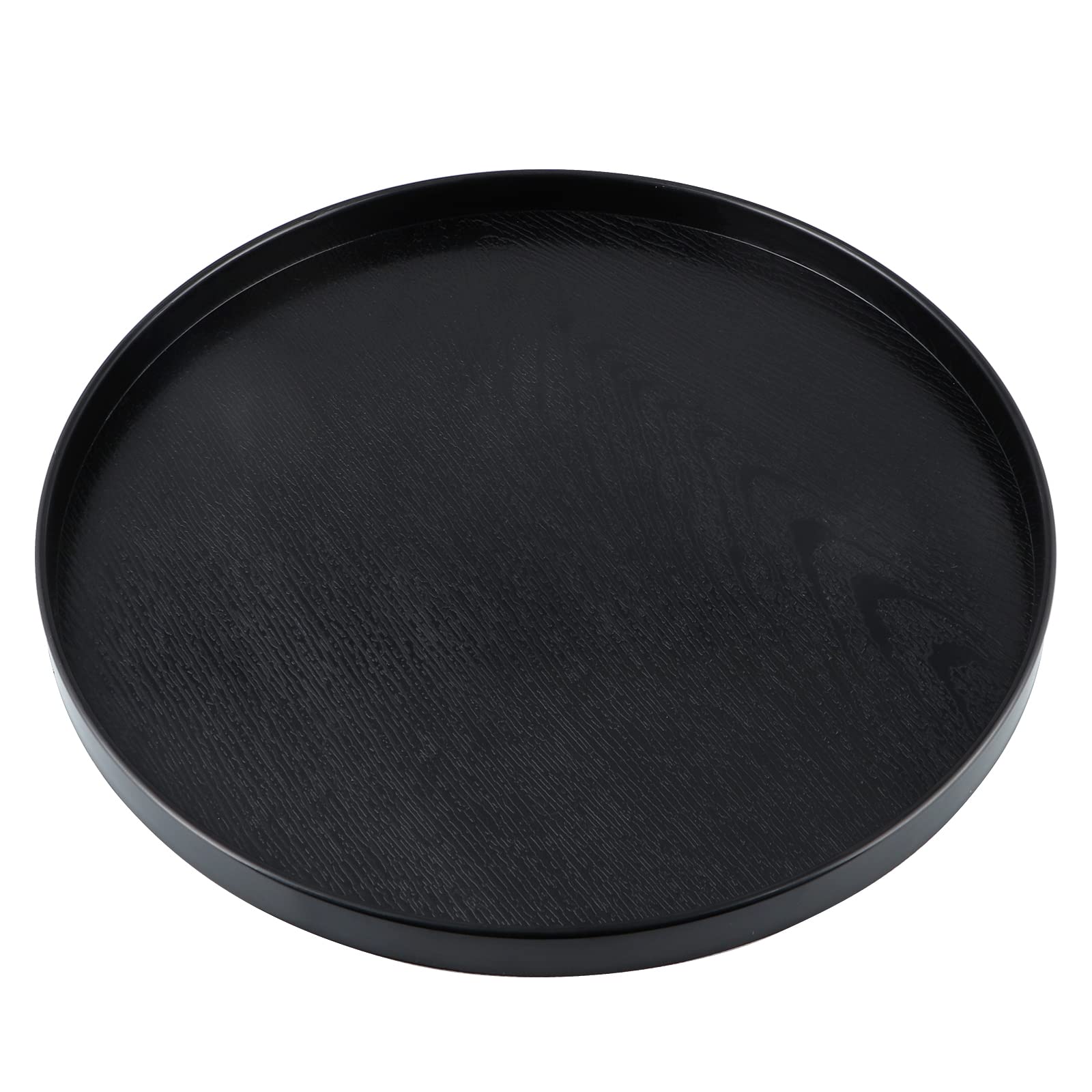 MDLUU round tray with black wood-grain finish enhances coffee table decor.