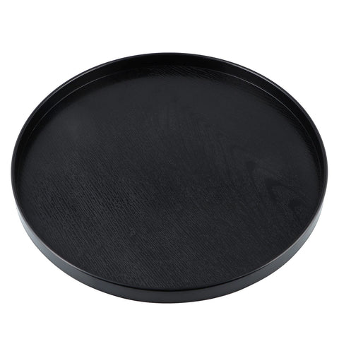 MDLUU round tray with black wood-grain finish enhances coffee table decor.