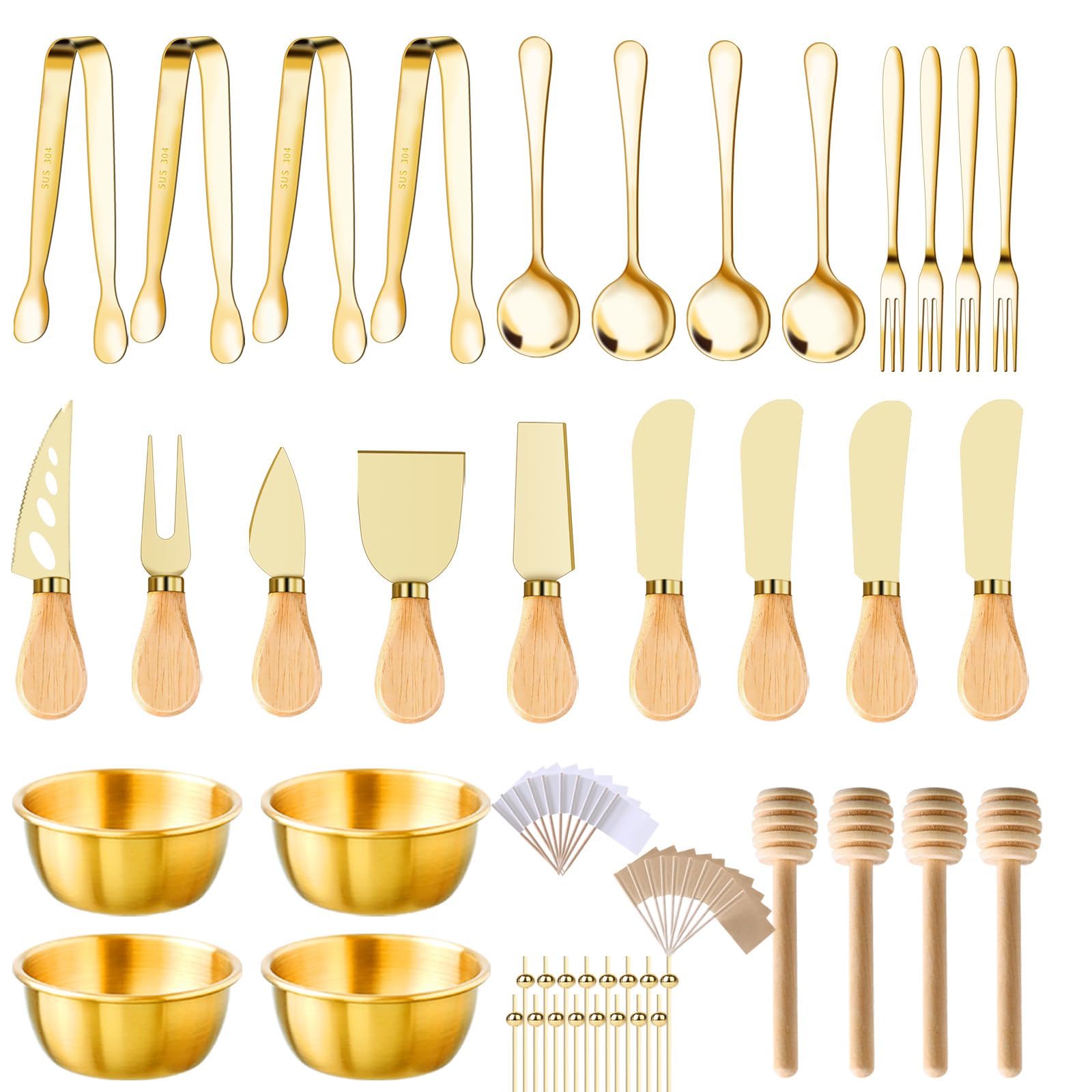 MDSPLPIY 49pcs gold charcuterie set ready for an elegant party spread