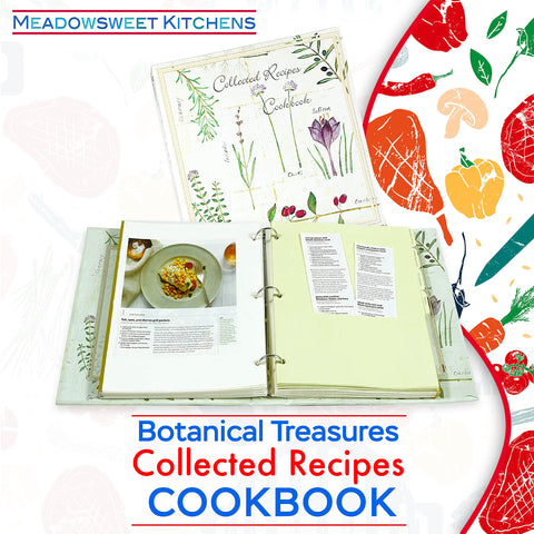 Meadowsweet Kitchens 8-tab dividers with labeled categories help organize recipes efficiently.
