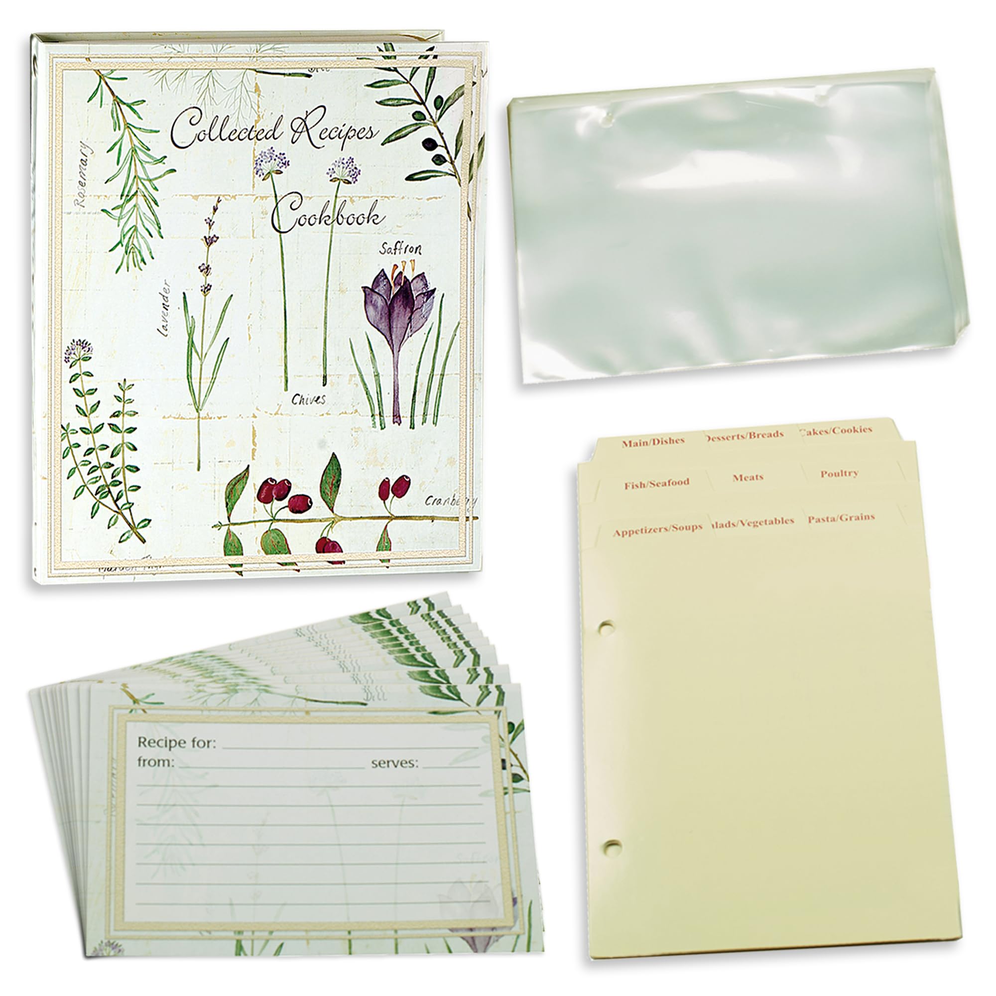 Meadowsweet Kitchens binder open showing quick-access recipe cards for easy cooking.