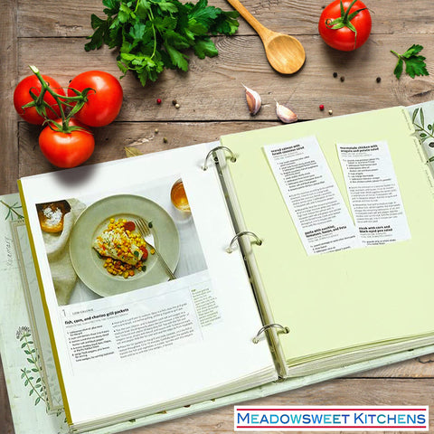 Meadowsweet Kitchens Botanical Treasures binding adds style to kitchen storage.