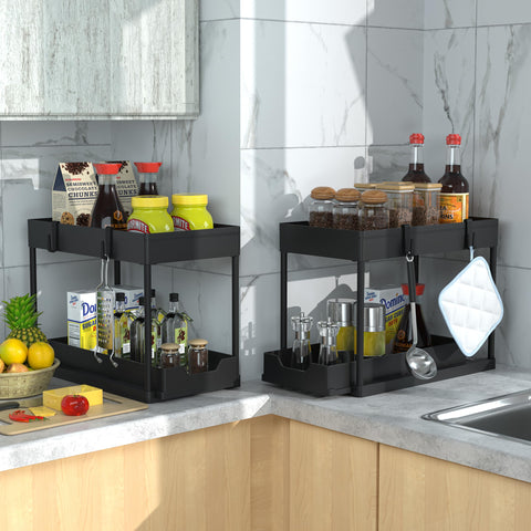 MEAFBIRD two-pack under-sink storage keeps spaces tidy