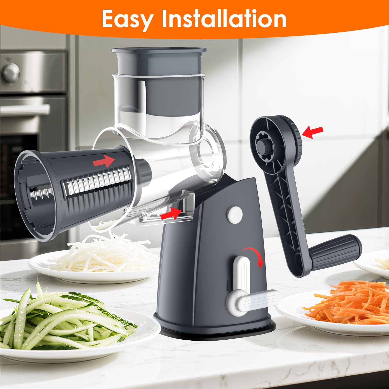 MealHelper gray kitchen grater blends with modern kitchen decor