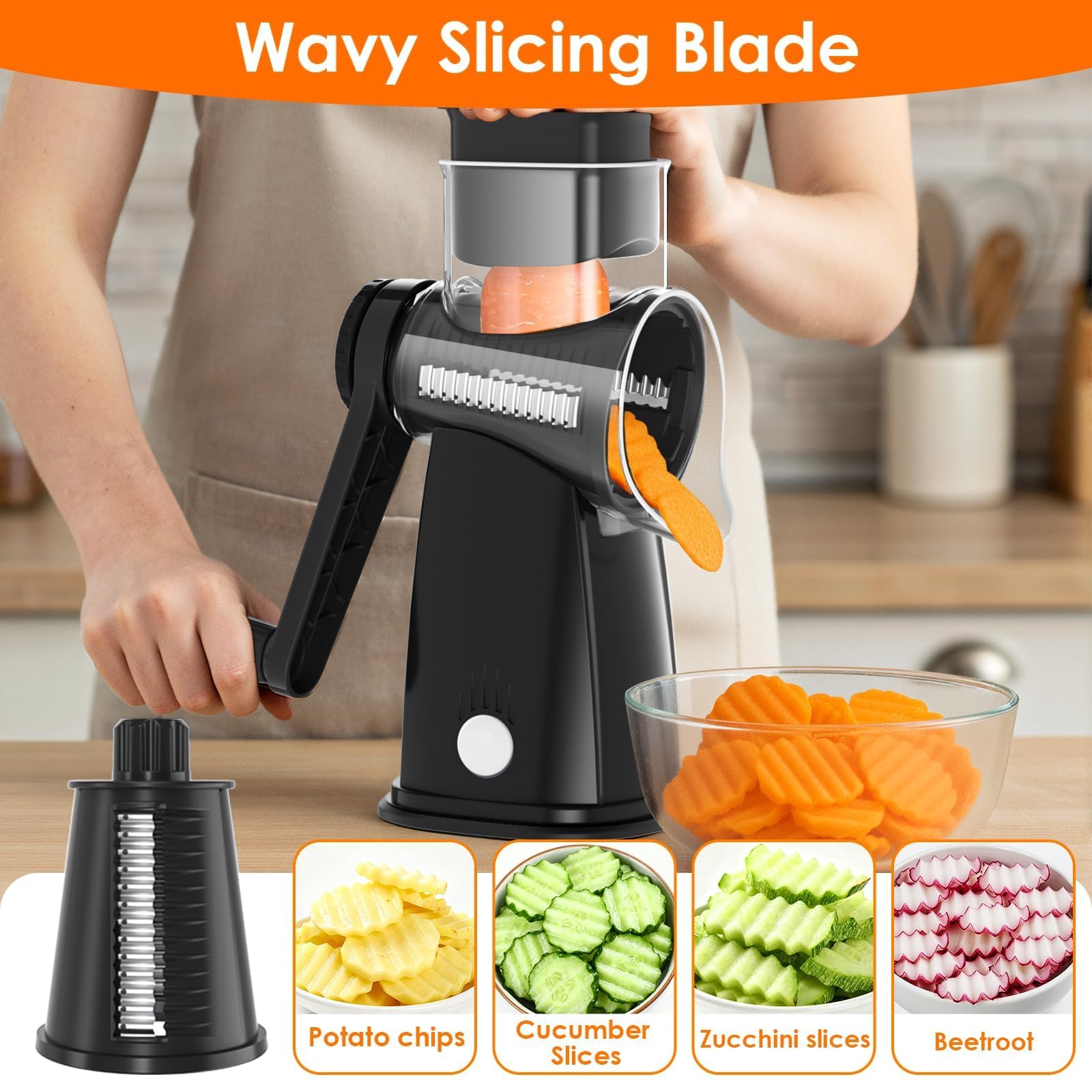 MealHelper hand crank design provides smooth, effortless shredding action