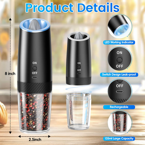 MealHelper LED-lit grinder for precise seasoning in dim kitchens.