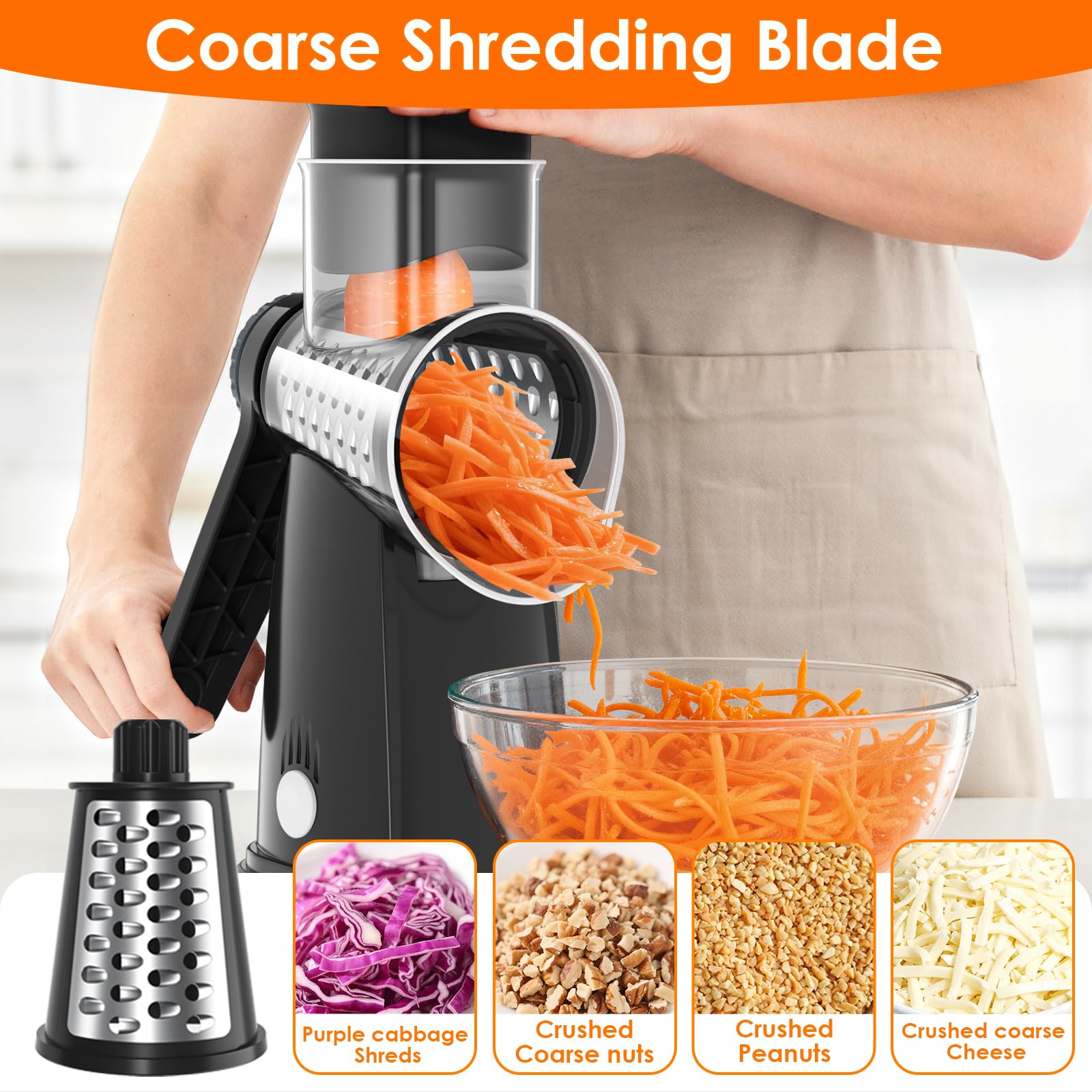 MealHelper non-slip suction base keeps the grater steady on the counter