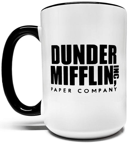 Mean Muggin Dunder Mifflin 15oz mug front view with two sided artwork for daily use