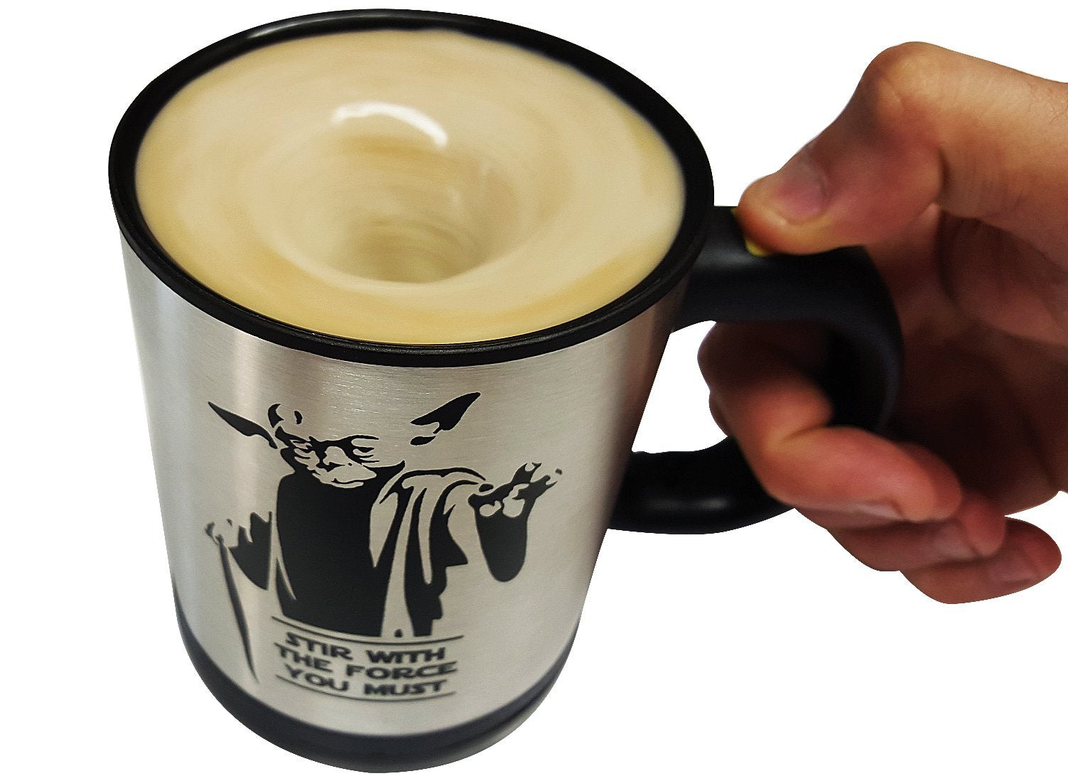 Mean Muggin self-stirring star mug side artwork bold design