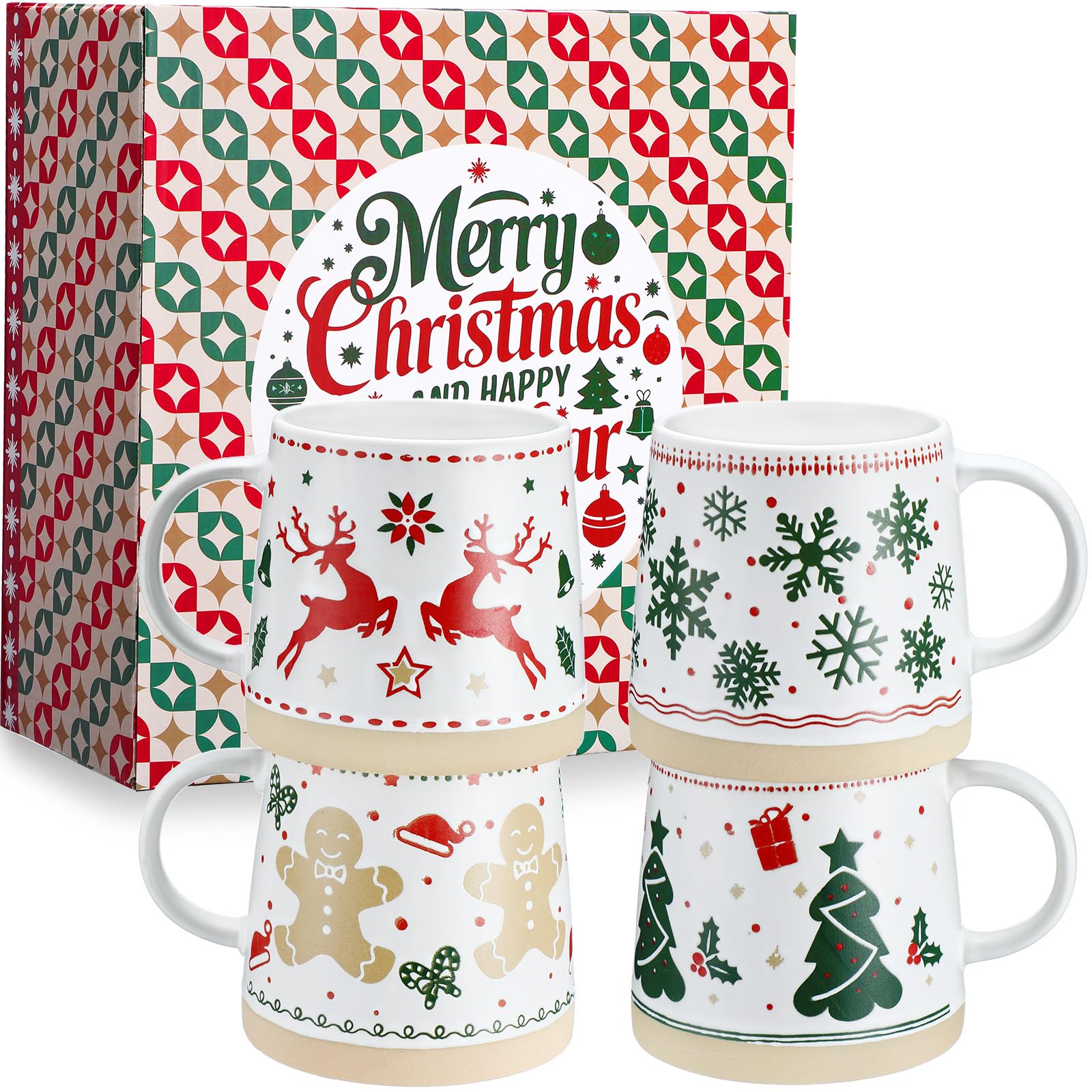 Meanplan Christmas mugs gingerbread pattern for festive tea or cocoa