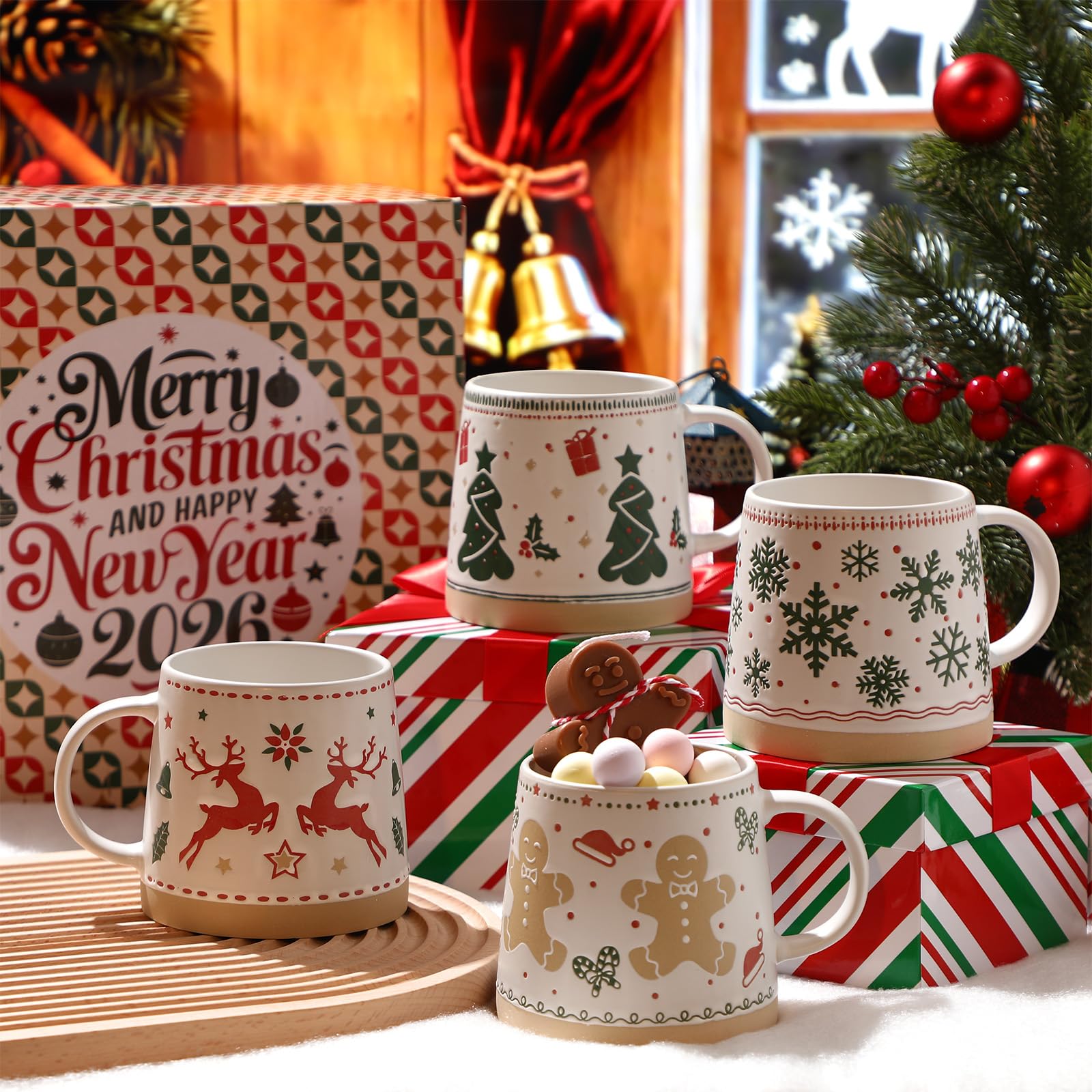 Meanplan reindeer pattern mugs brighten winter mornings