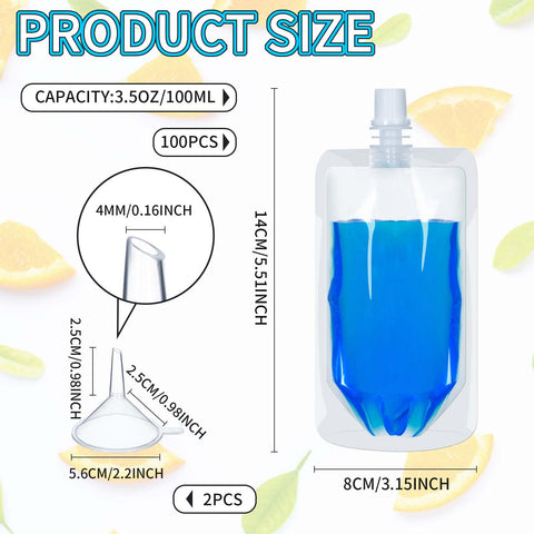 Meanplan two funnels and pouches demonstrate easy pouring and leakage control