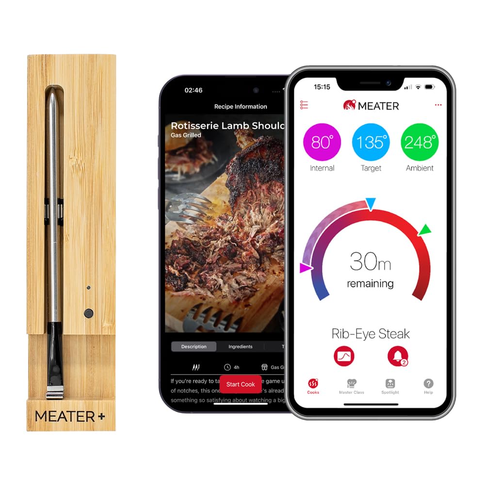 Meater Plus wireless thermometer in use for precise steak cooking at home