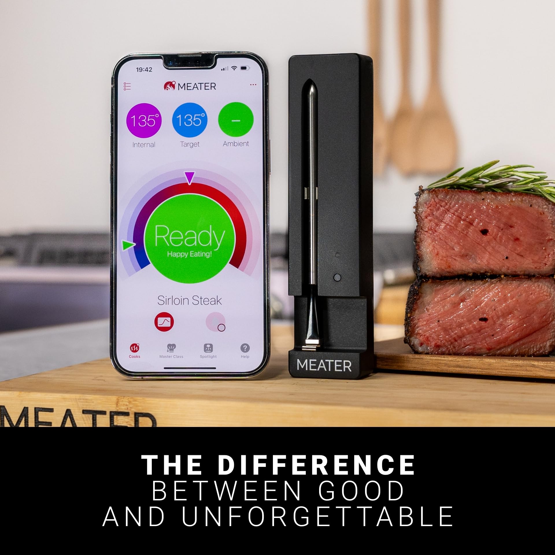 Meater SE rechargeable probe provides long battery life for cooks.