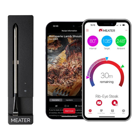 Meater SE smart cooking app view with real-time guidance for perfect meals.