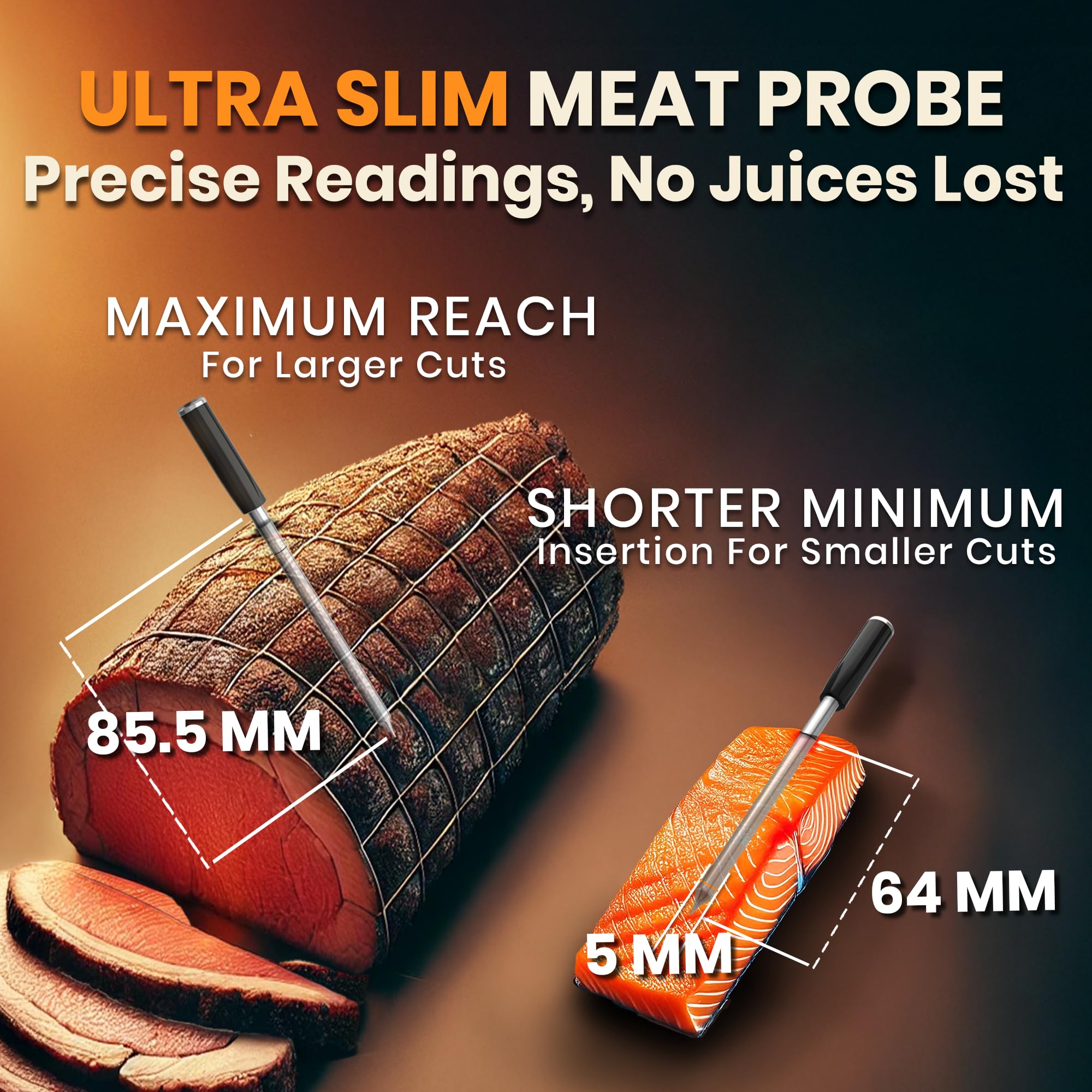 MeatStick V waterproof probe cleans easily after cooking.