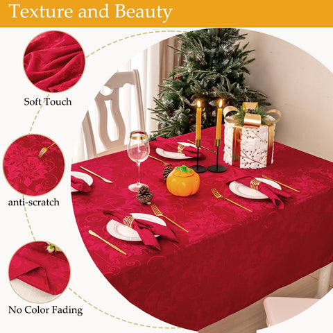 Mebakuk fade-resistant polyester tablecloth with double-sided jacquard for elegant tables.