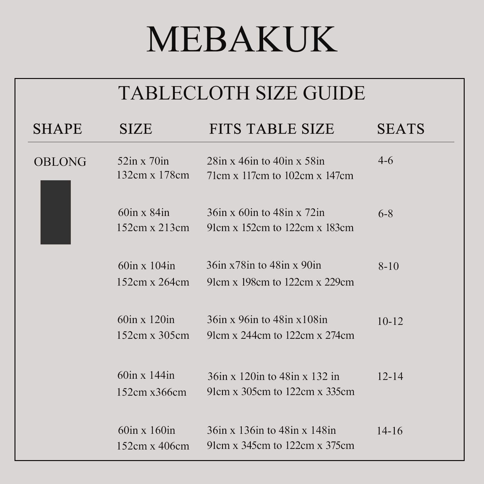 Mebakuk gift-ready packaging tablecloth for housewarmings and celebrations