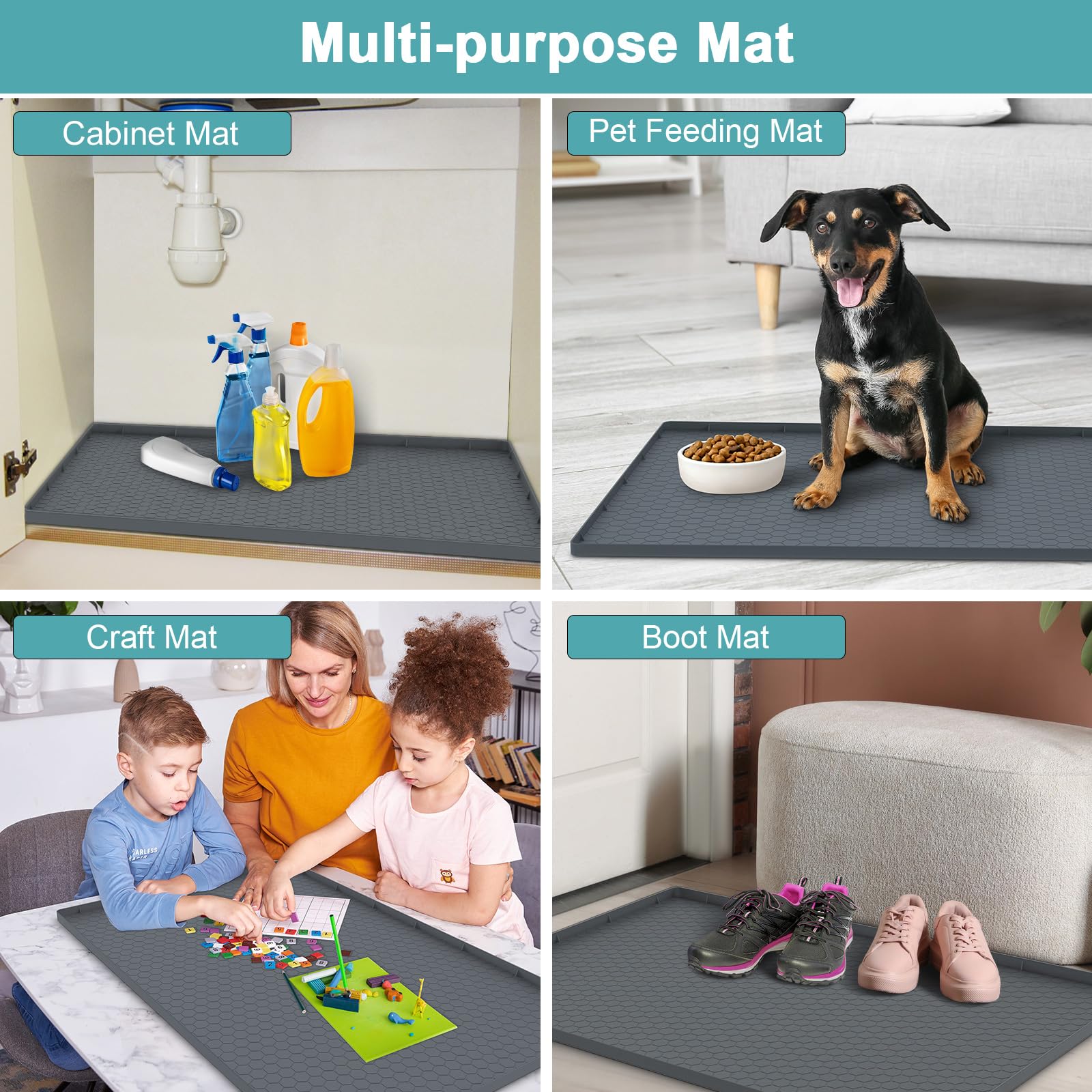 MECHEER easy-install under-sink mat requires no tools for quick placement and trim