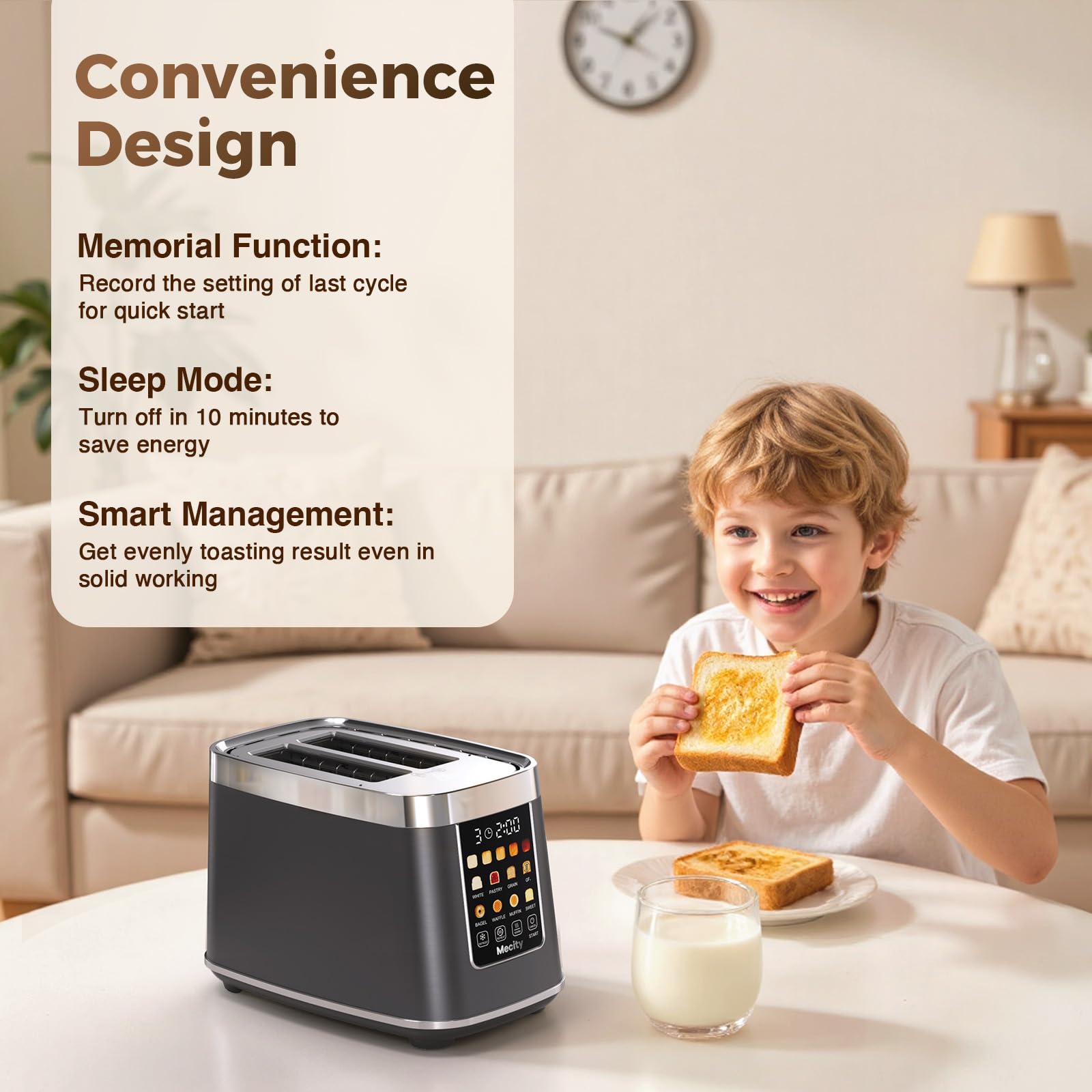 Mecity 1200W high-power toaster heats quickly and evenly