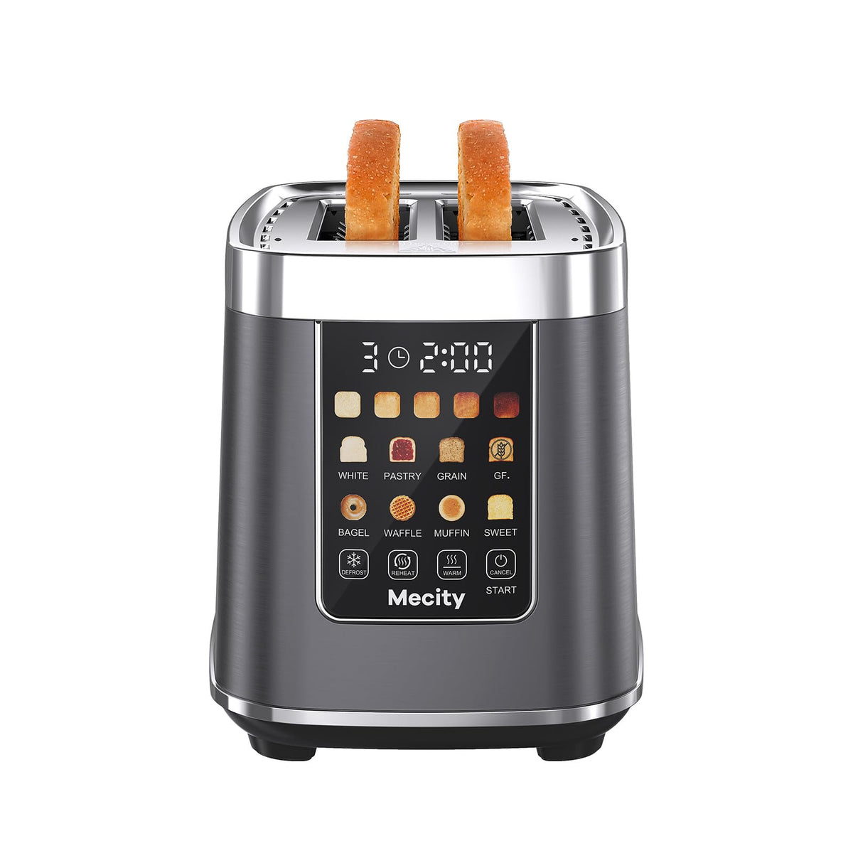 Mecity 2-slice toaster with touch screen for precise browning control